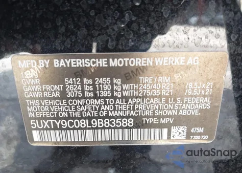 2020 BMW X3 M40I from USA, damaged, VIN 5UXTY9C08L9B83588